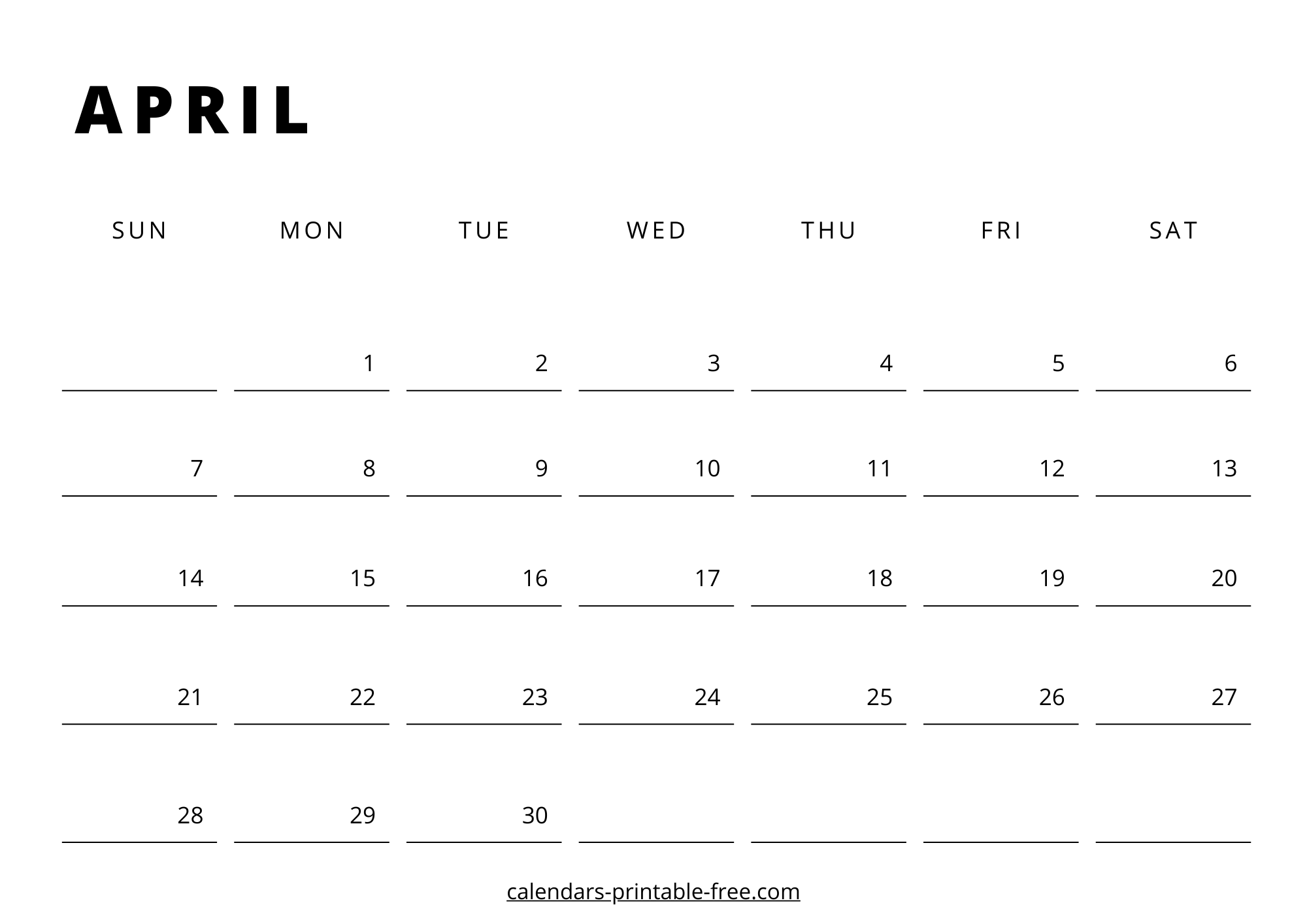 April 2024 calendar Downloadable