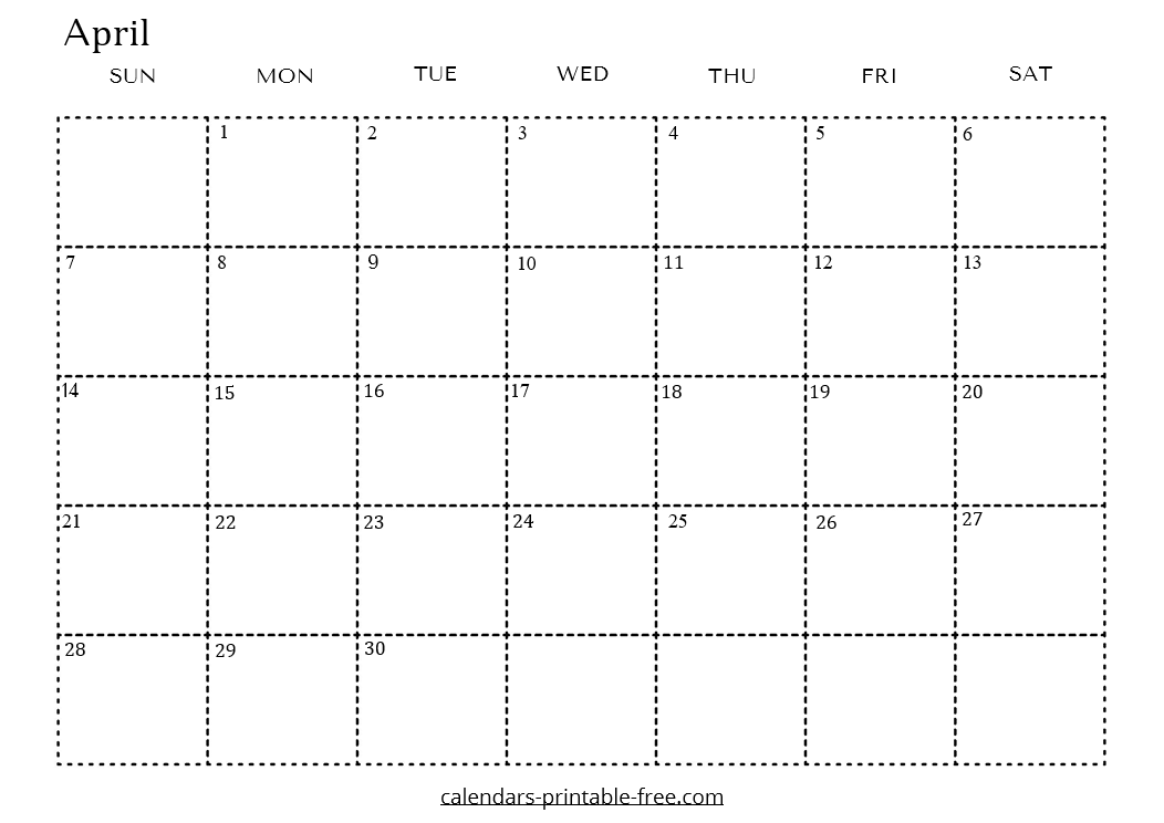 Editable April 2024 Calendar in Word