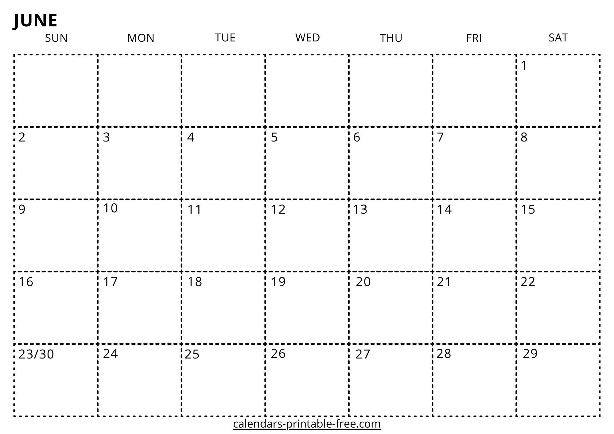 Blank June 2024 Calendar