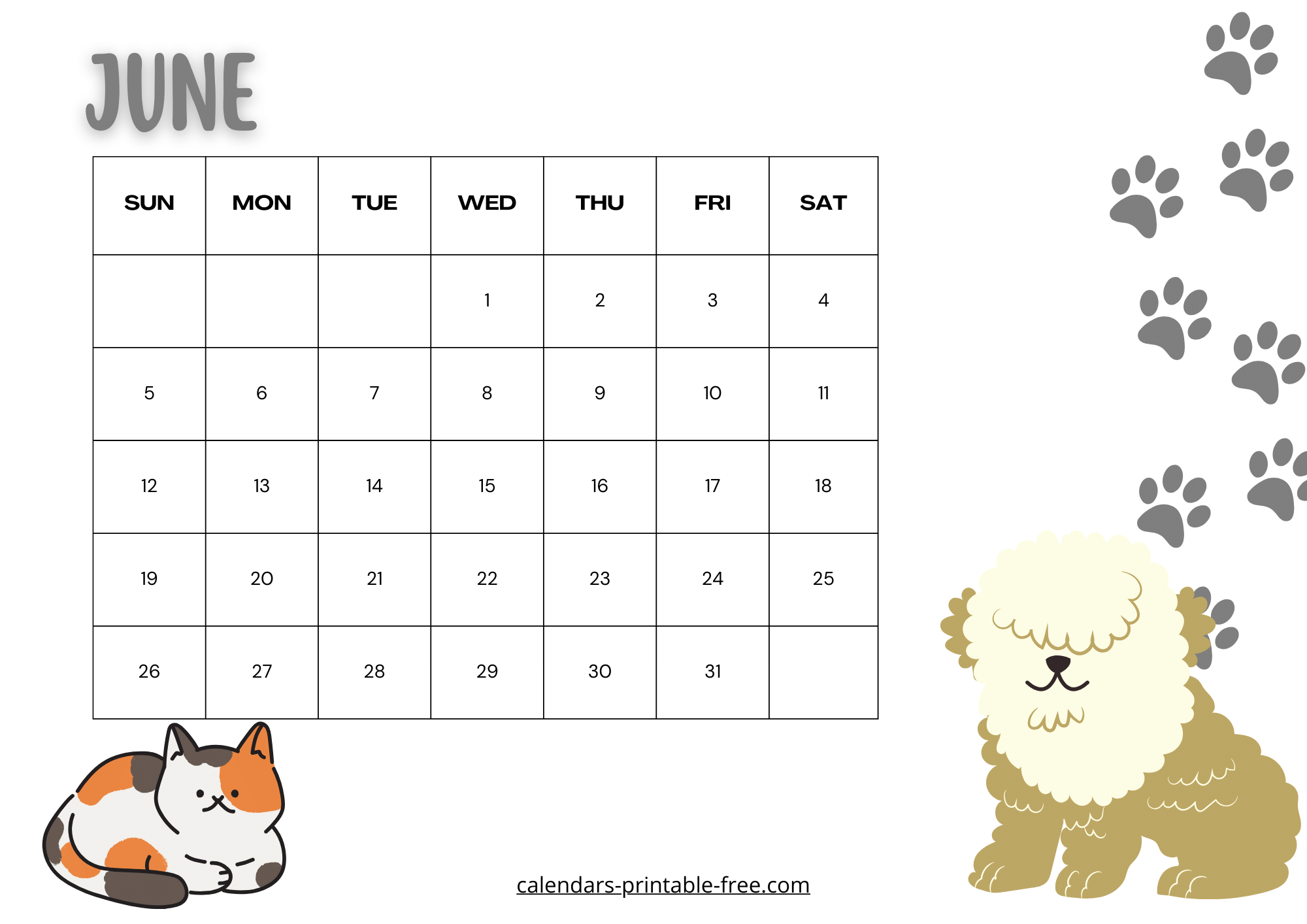 Cute June 2024 Calendar Printable Free