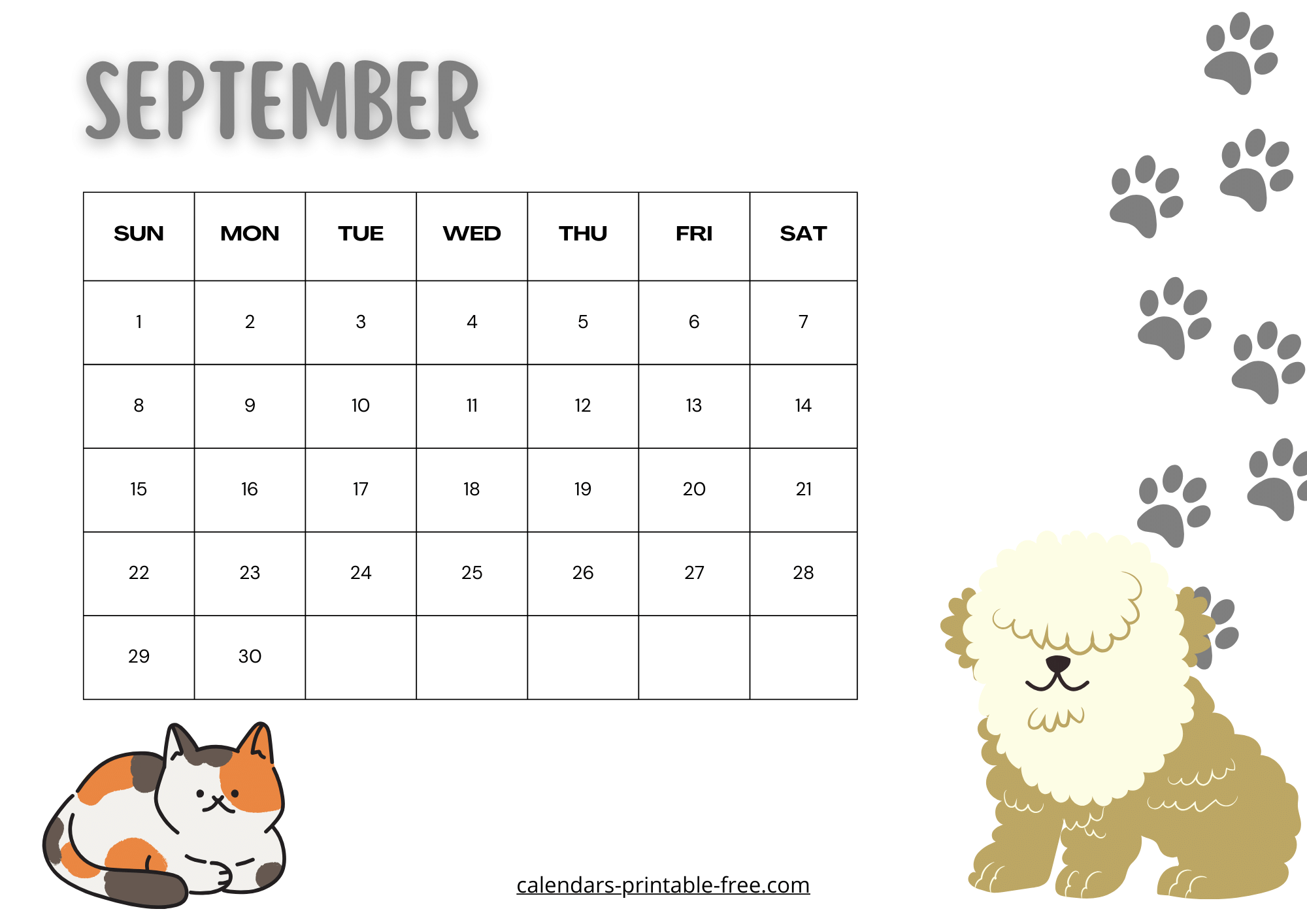 Cute September 2024 calendar image