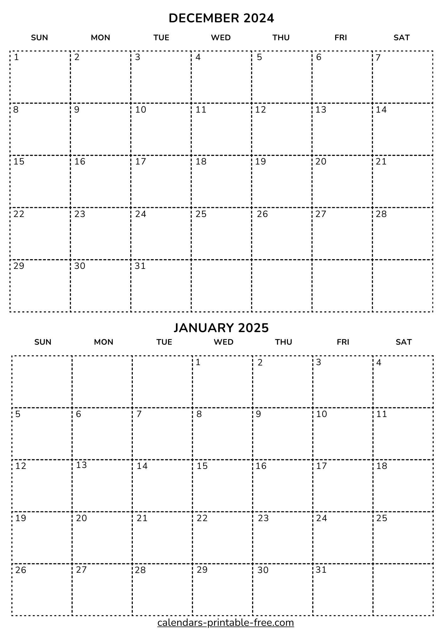 December 2024 and January 2025 Calendar Printable Free, image