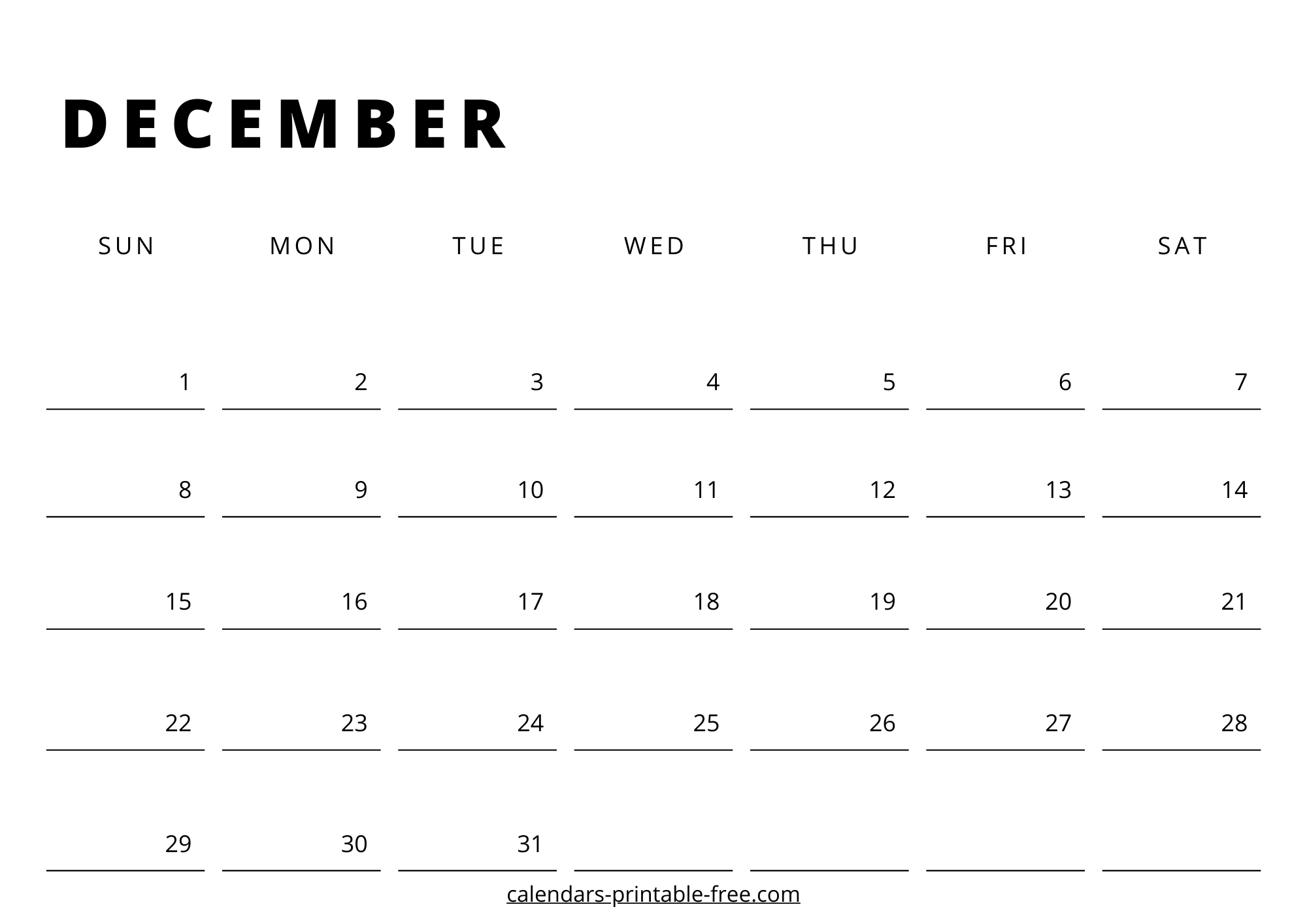 December 2024 calendar Downloadable image