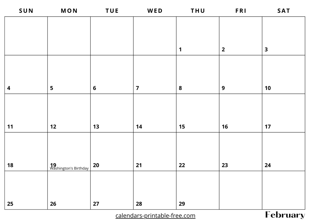 February 2024 Calendar with Holidays Printable Free