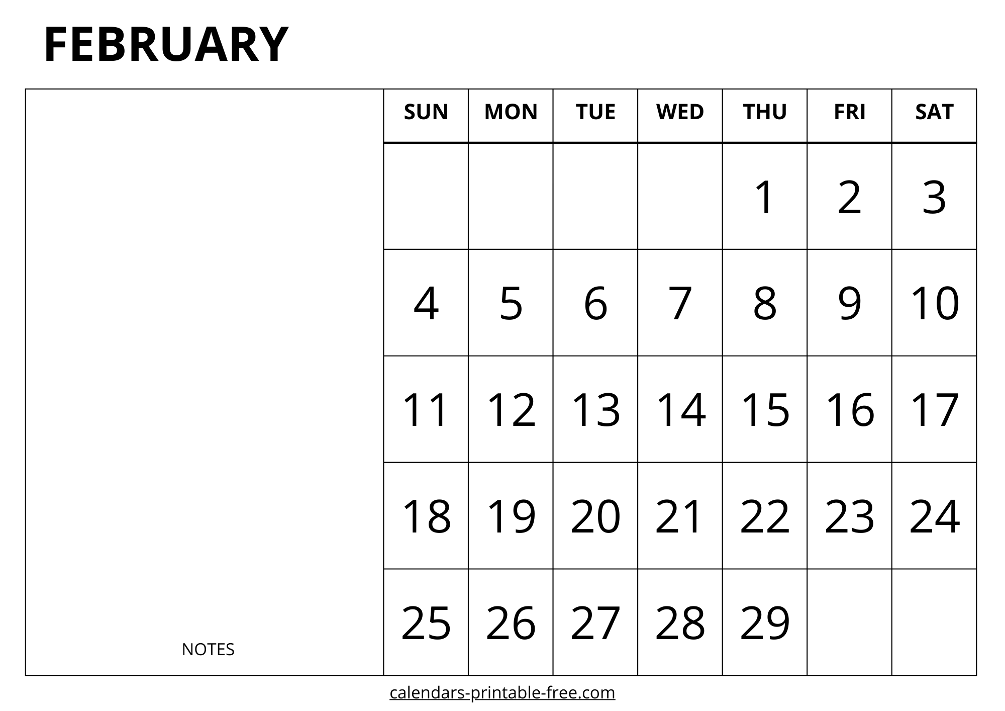February 2024 calendar with notes