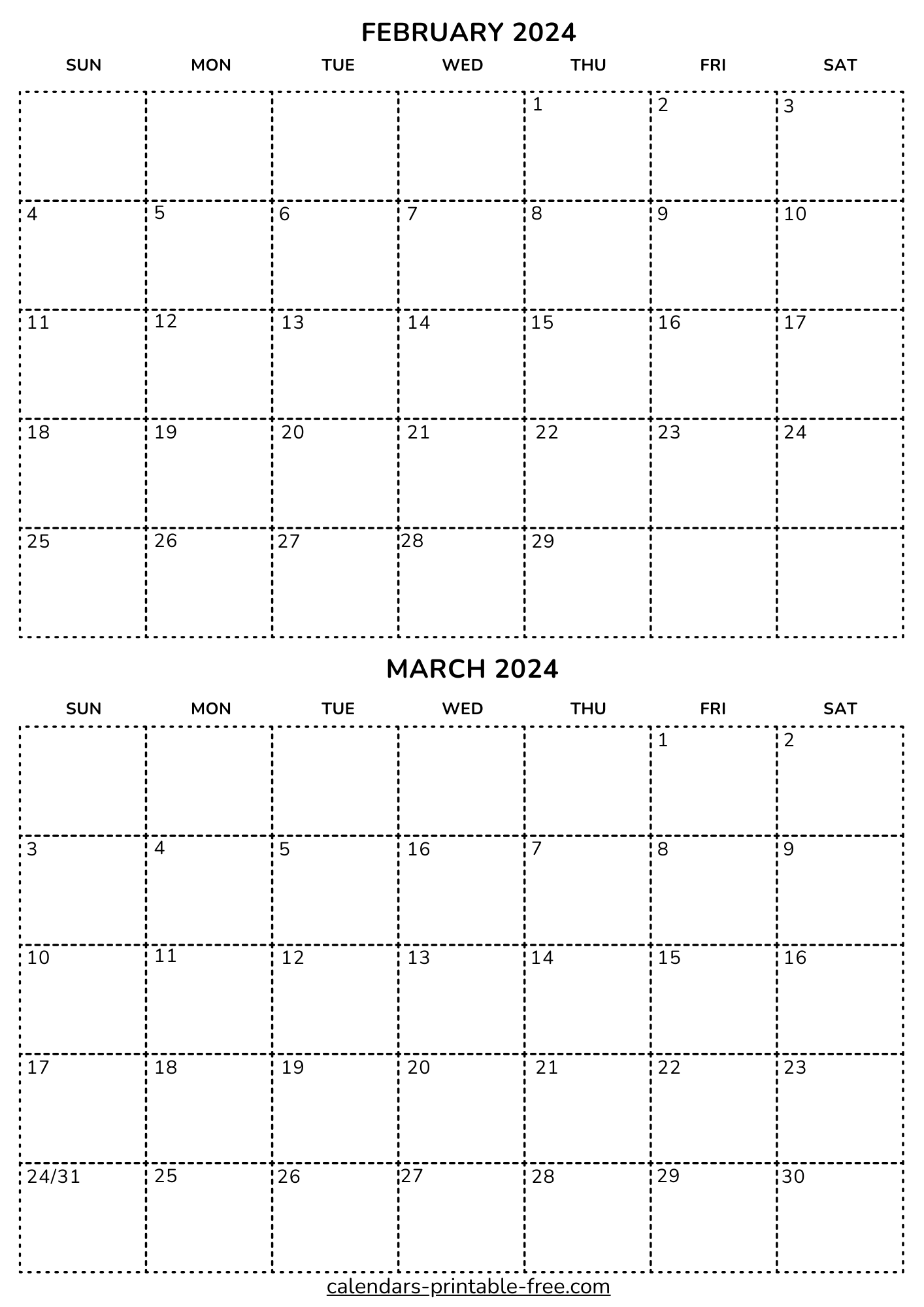 February and March 2024 Calendar