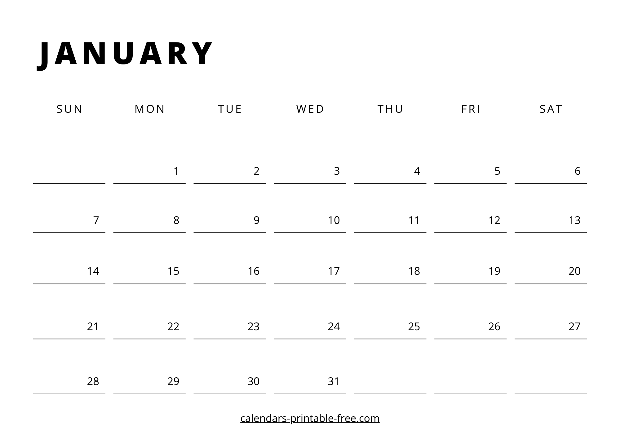 January 2024 calendar Downloadable image