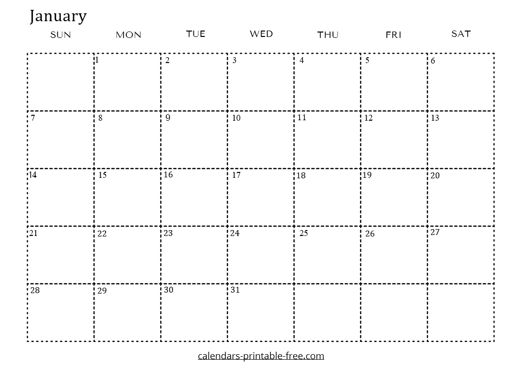 Editable January 2024 Calendar in Word