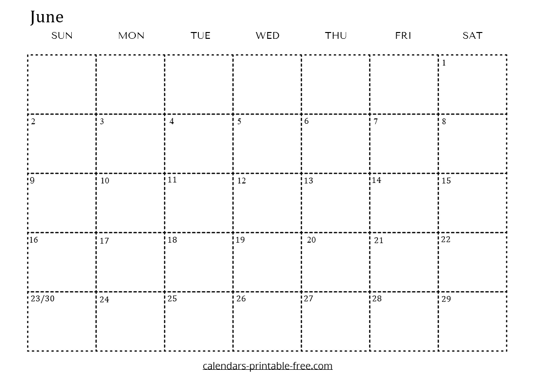 Editable June 2024 Calendar in Word