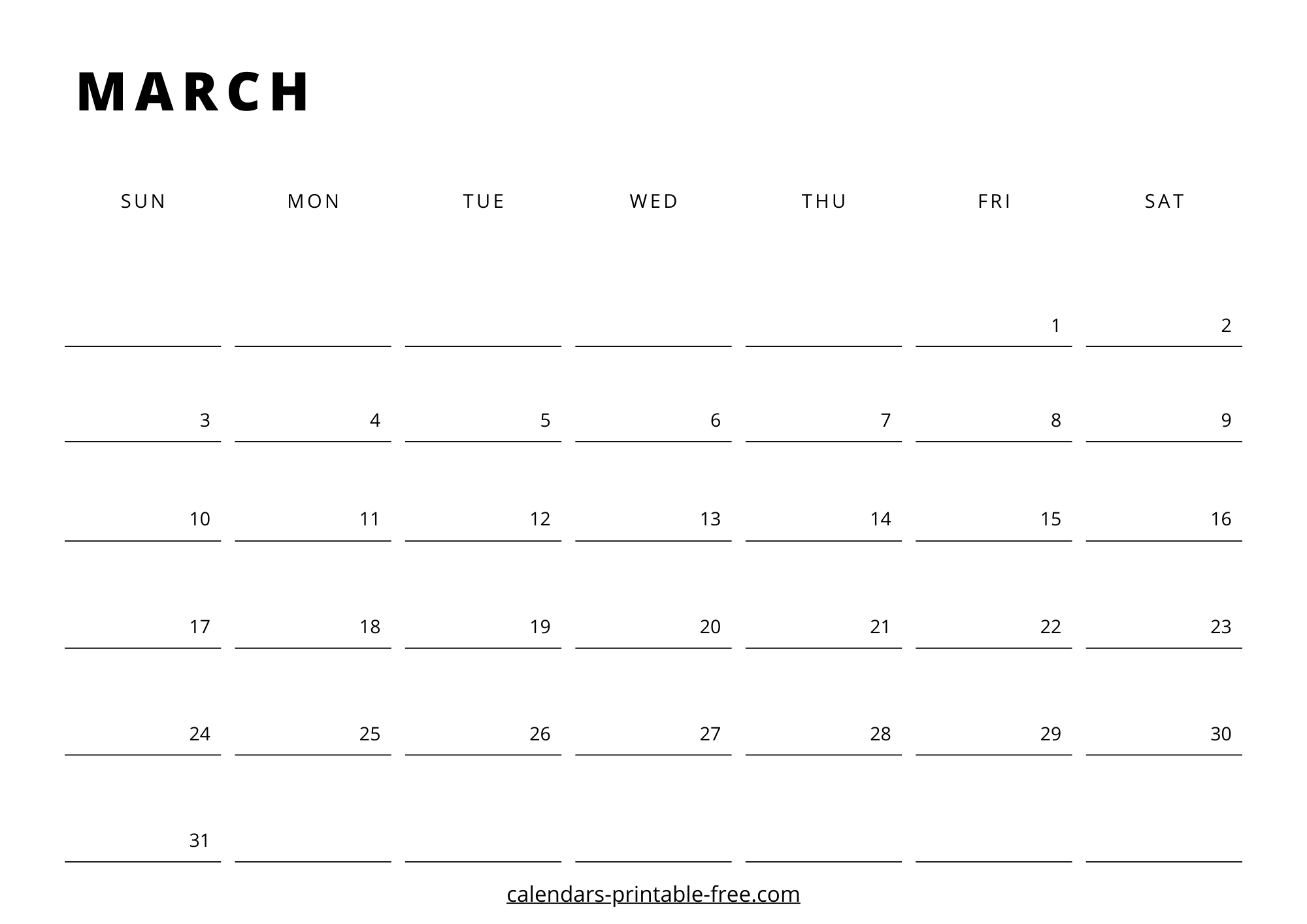 March 2024 calendar Downloadable