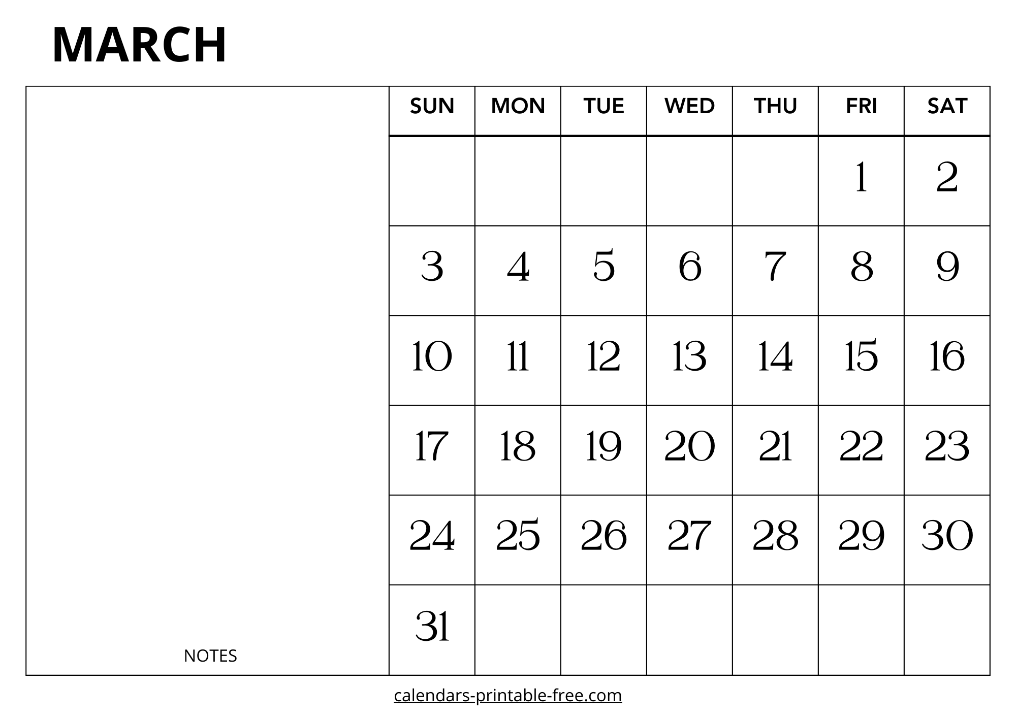 March 2024 calendar with notes