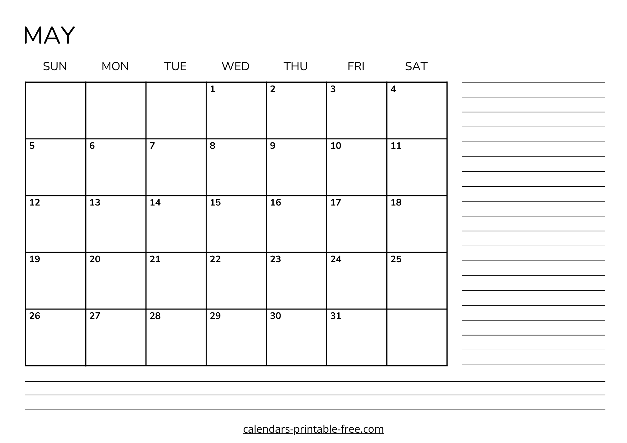 May 2024 calendar with lines