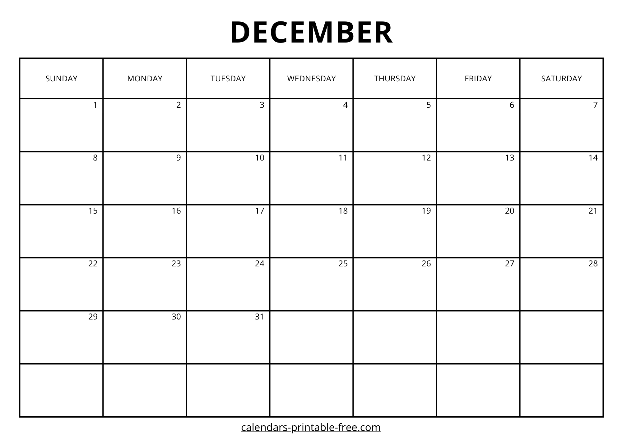 Monthly December 2024 calendar