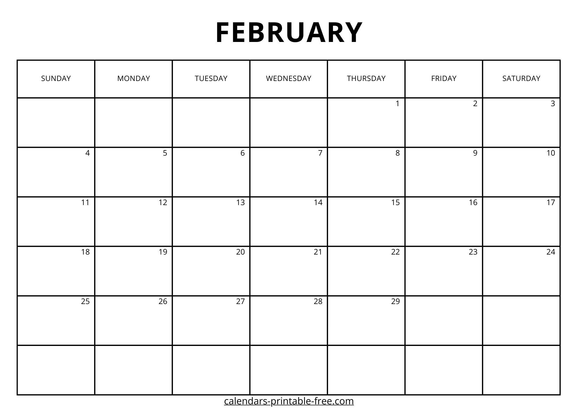 Monthly February 2024 calendar
