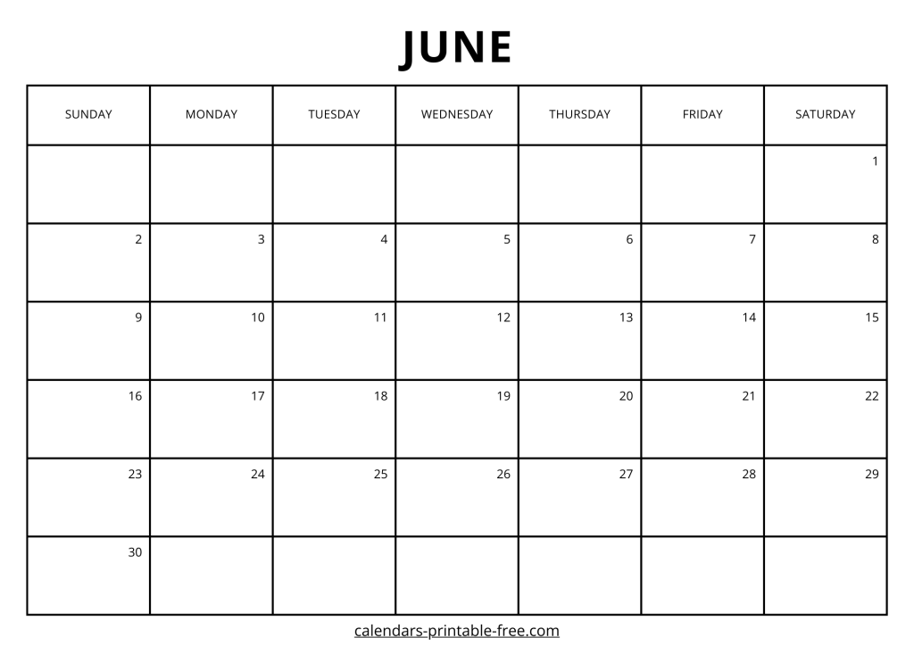 Monthly June 2024 calendar Printable Free