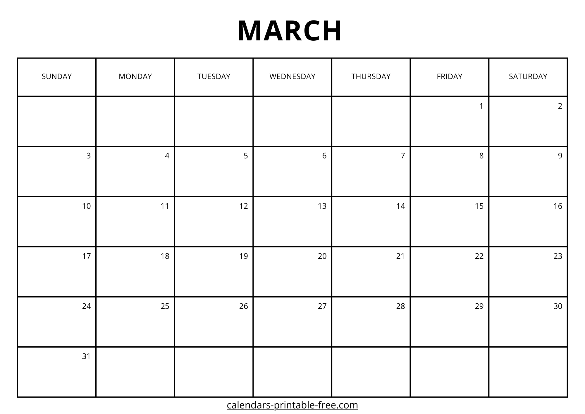 Monthly March 2024 calendar