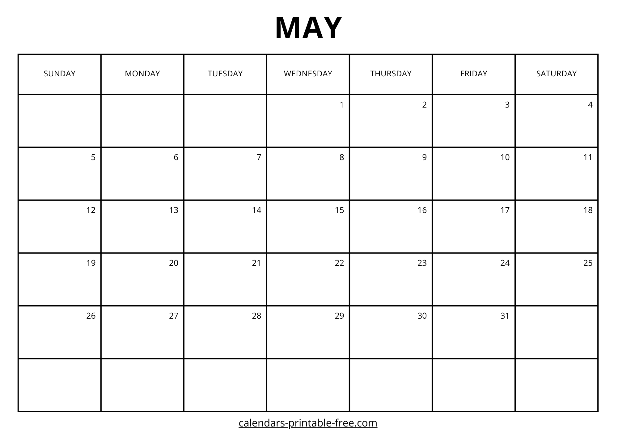 Monthly May 2024 calendar