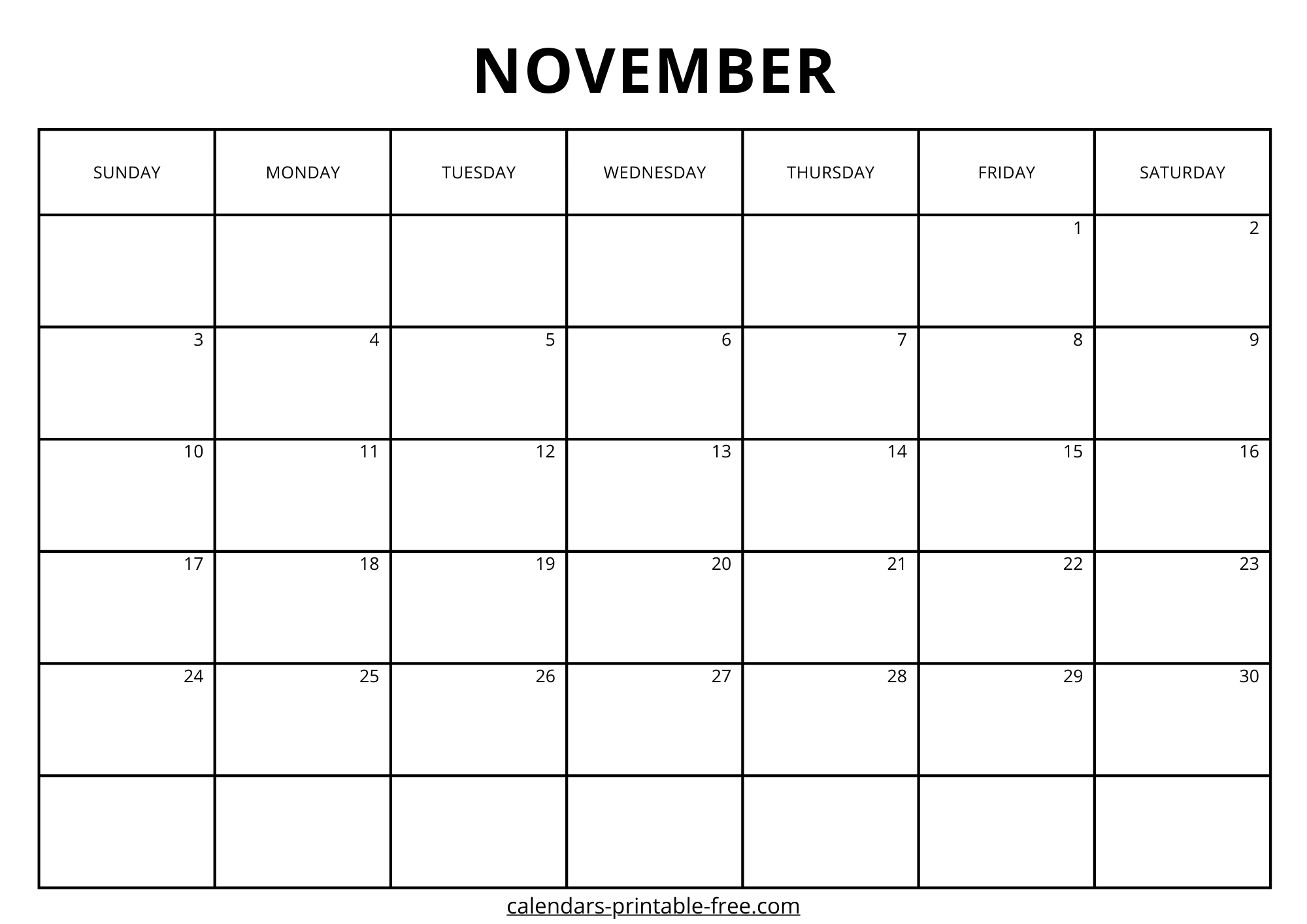 Monthly November 2024 calendar