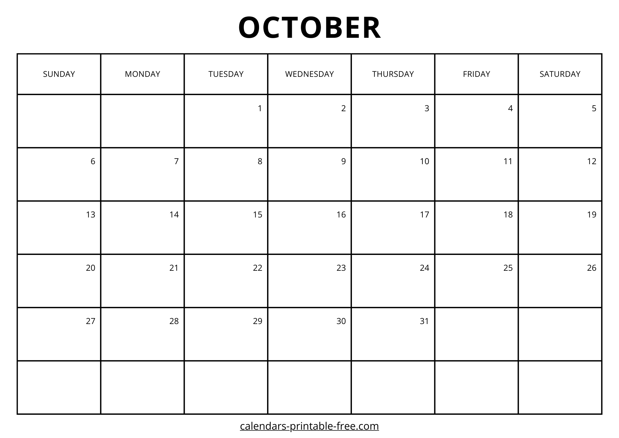Monthly October 2024 calendar