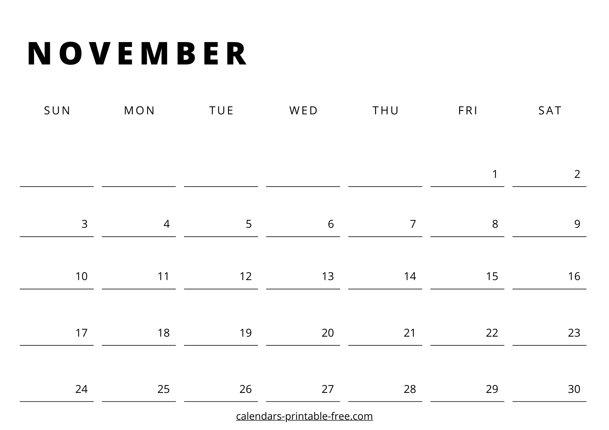 November 2024 calendar Downloadable