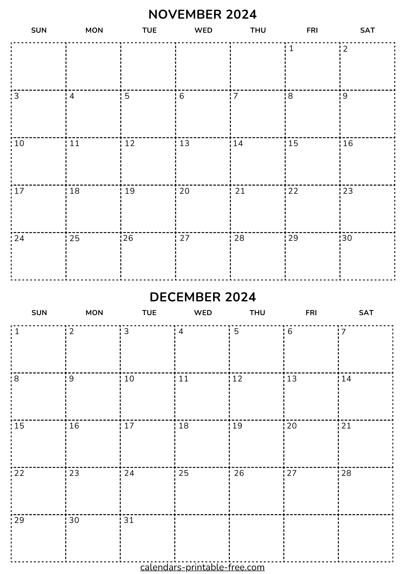 November and December 2024 Calendar Printable Free, image