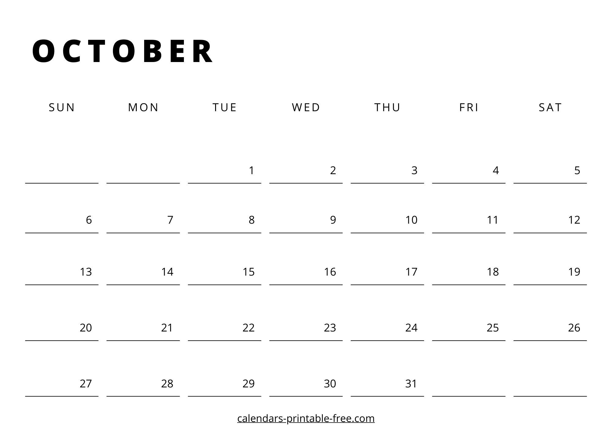 October 2024 calendar Downloadable