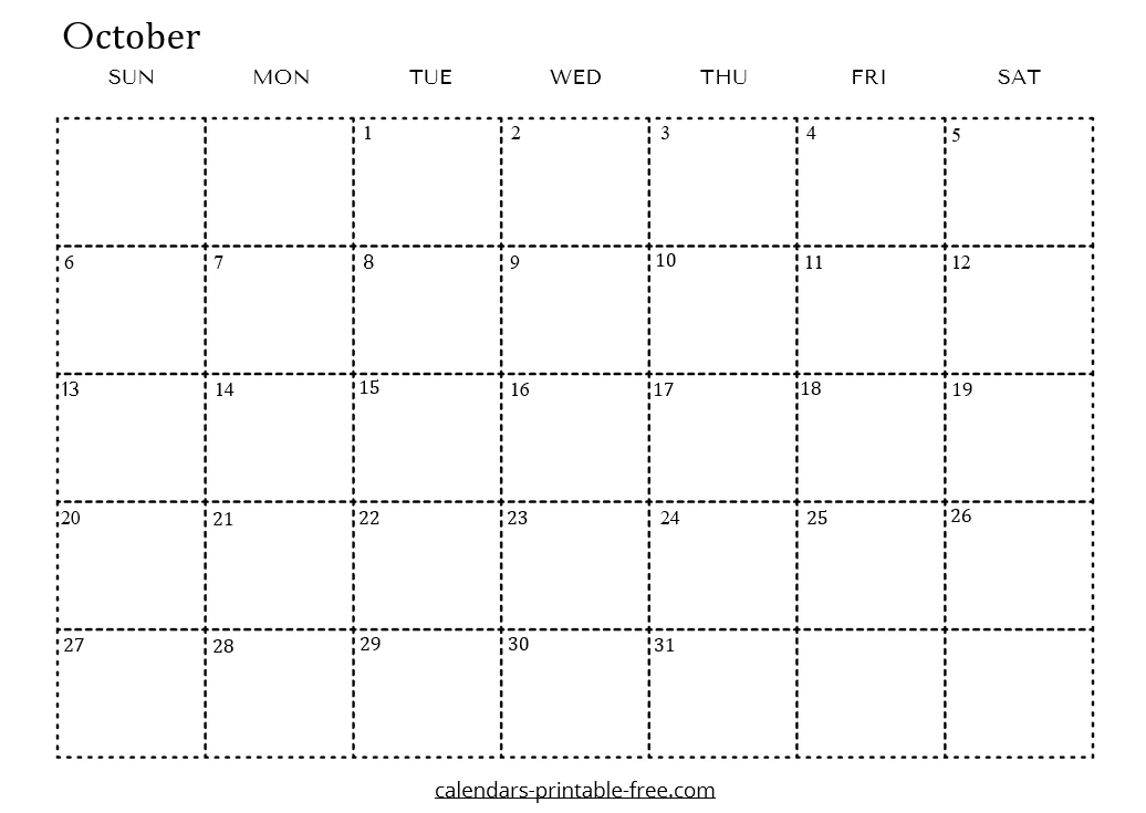 Editable October 2024 Calendar in Word
