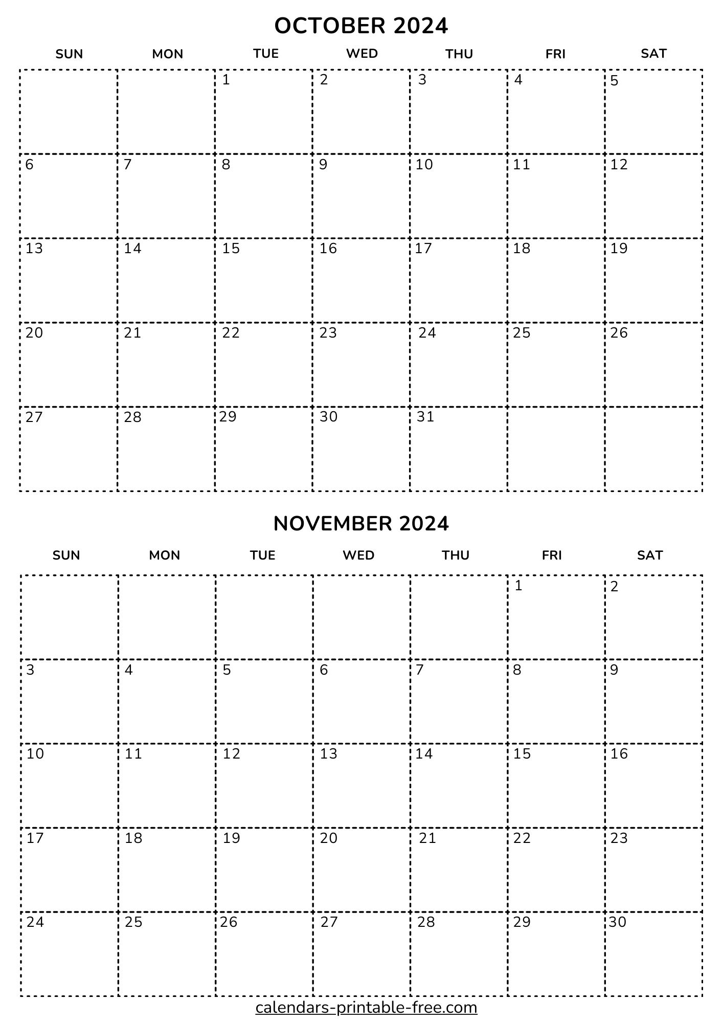 October and November 2024 Calendar Printable Free, image