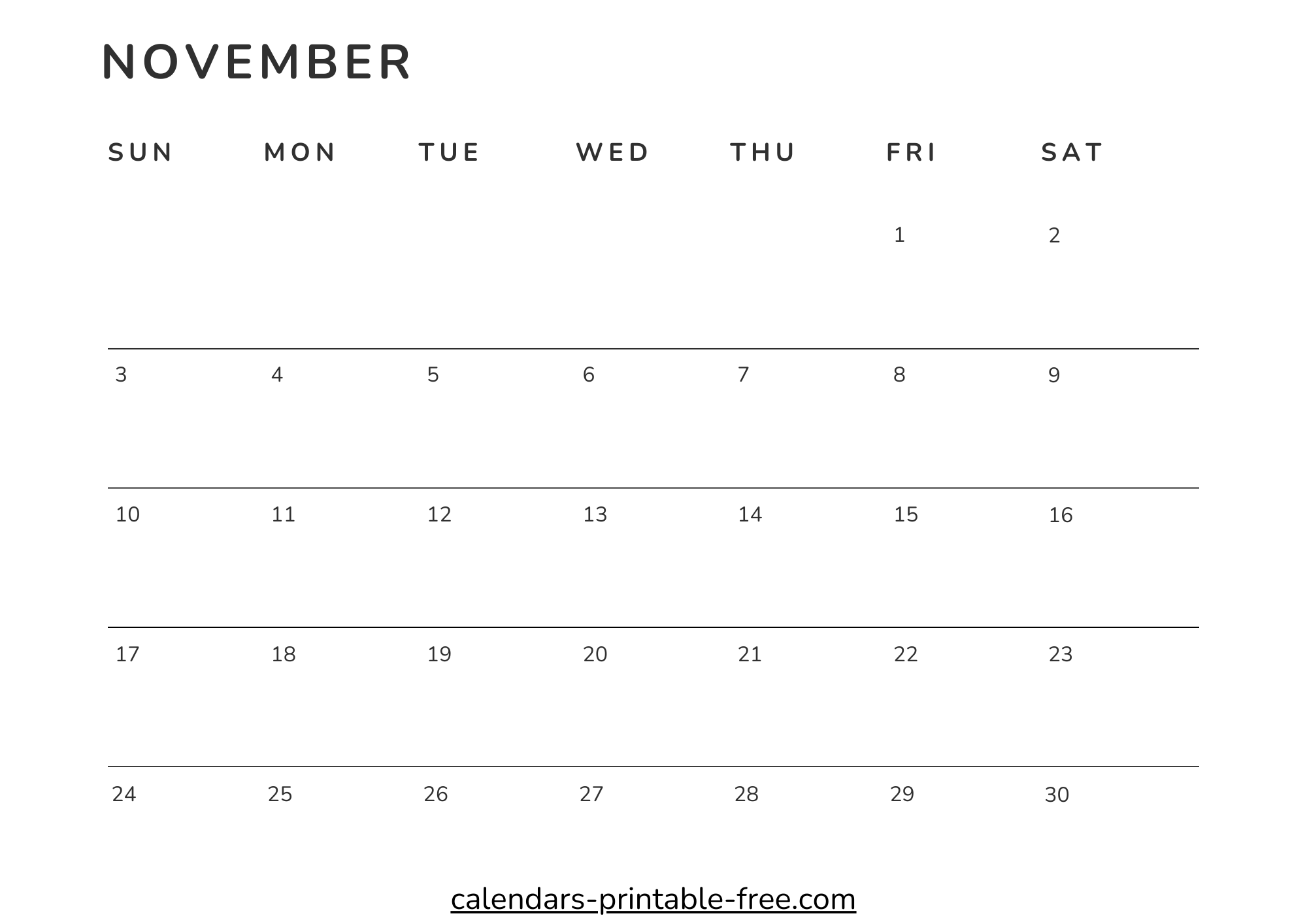 Print November 2024 calendar page