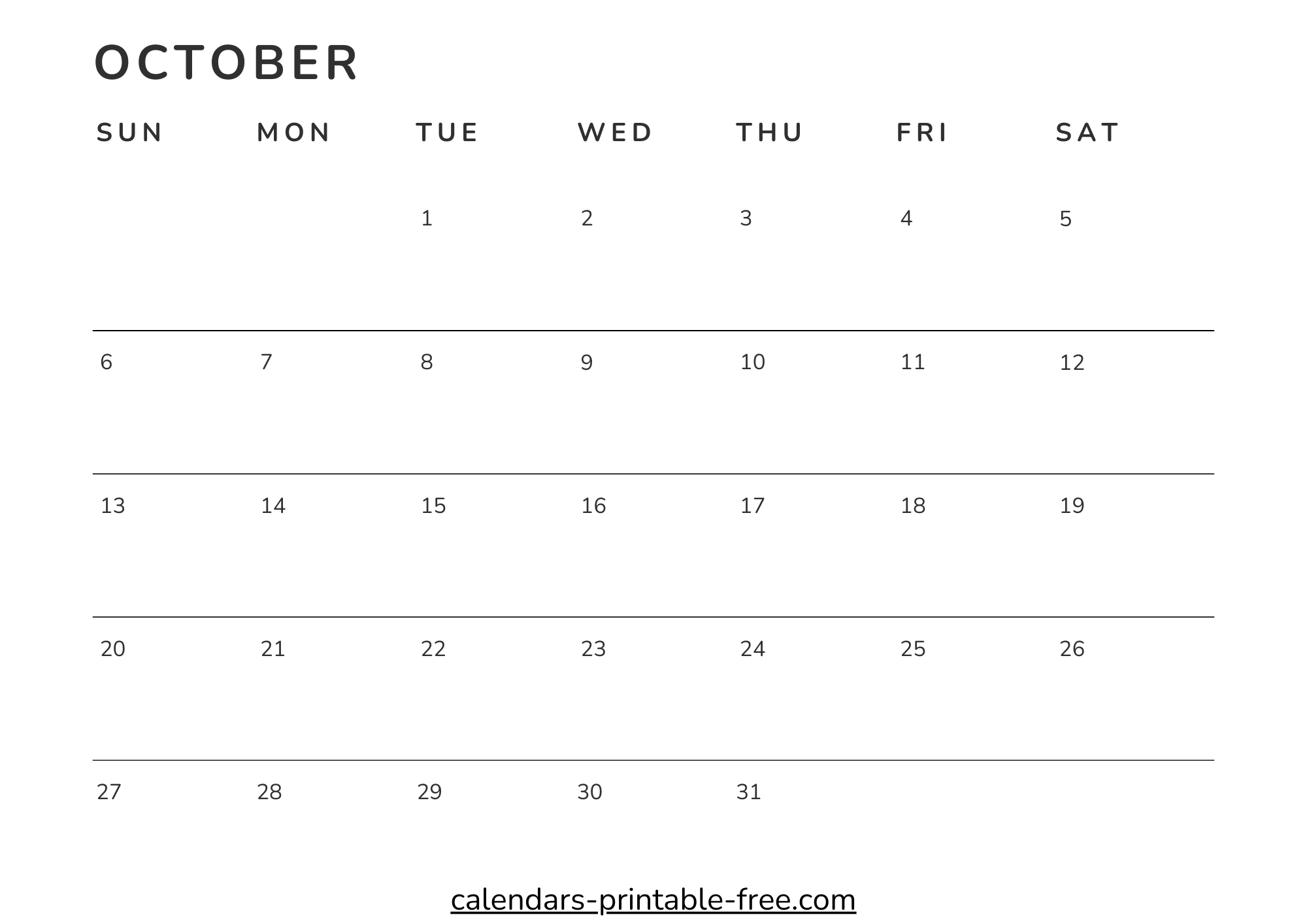 Print October 2024 calendar page