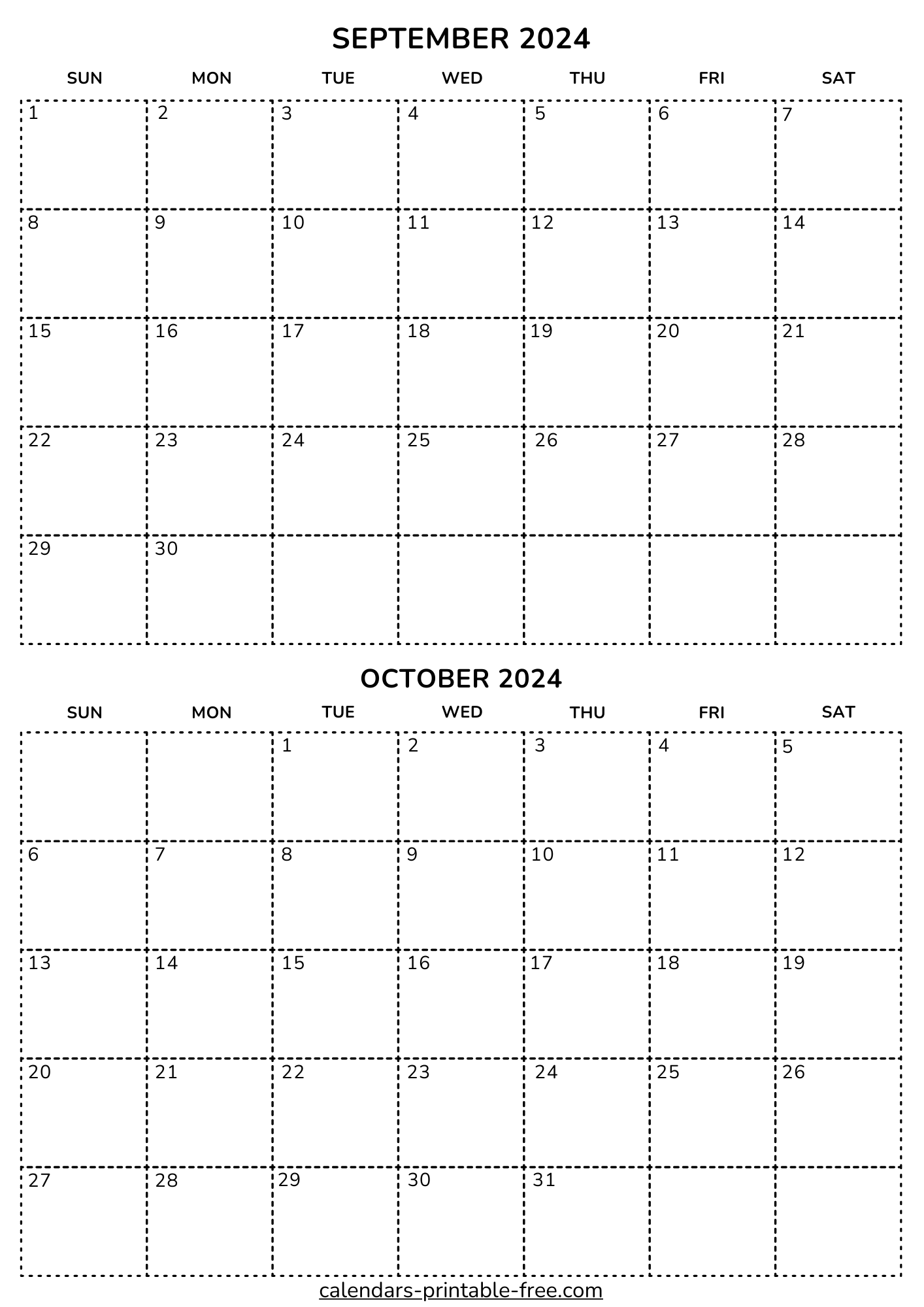 September and October 2024 Calendar